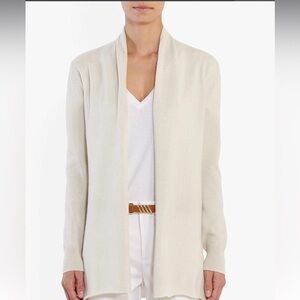 Magaschoni New York 100% cashmere cream 3/4 sleeve cardigan